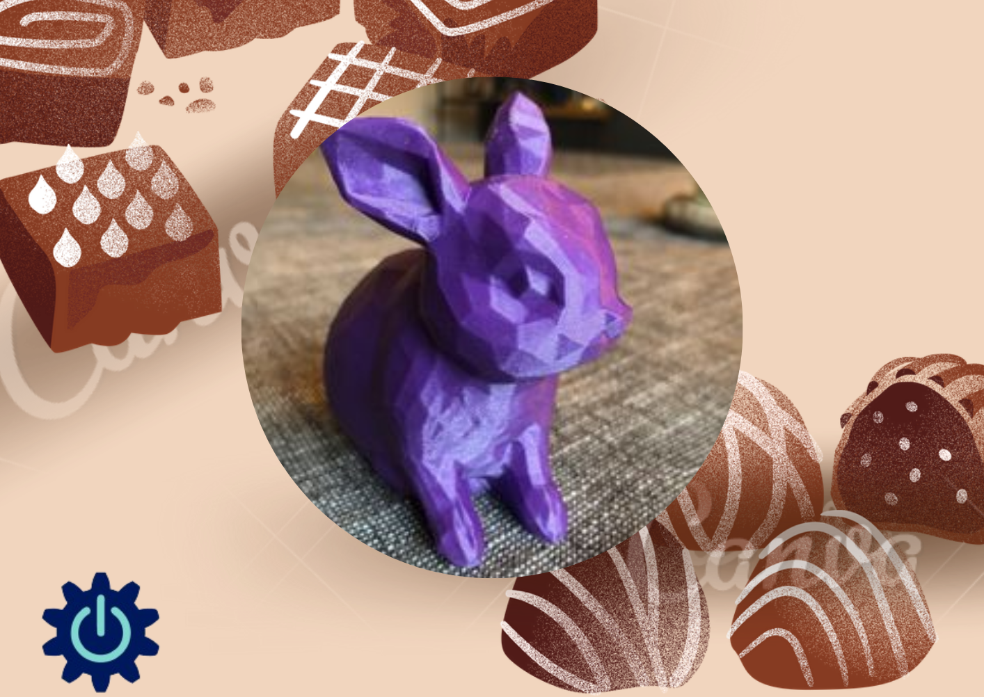 Conejo hecho con impresora 3D para molde de chocolate.